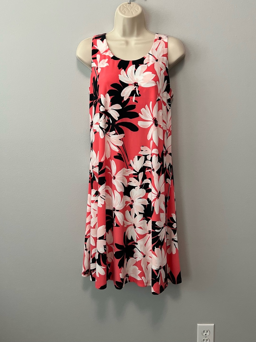 Nine West Coral Floral Midi Tank Dress Size L